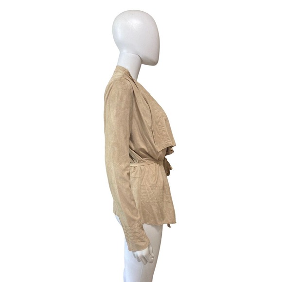 Romeo & Juliet Couture Draped Jacket Faux Suede Sand Color Self Tie Size M NWT - Picture 2 of 6